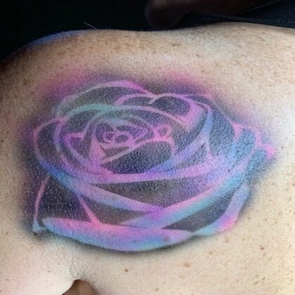 Rose galaxy done by Paulina at Rock and Roll Studios Southampton  r tattoos