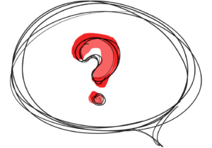 A red question mark inside a LaineToo speech bubble.