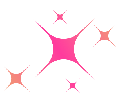 Abstract pink and orange star shapes imprinting a black background.