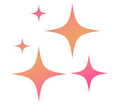 Five cartoon-style sparkle stars of various sizes on a black background, symbolizing drink imprinting.