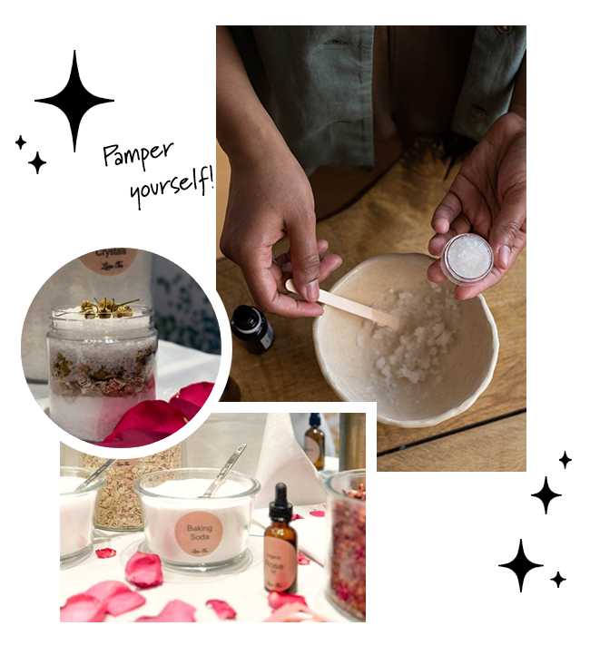 A person making homemade skincare products using natural ingredients.